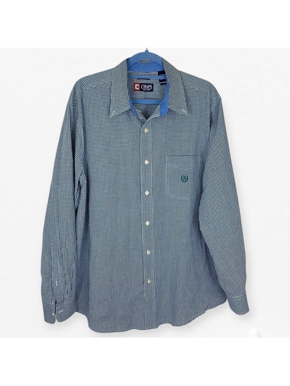 Chaps Blue Casual Button Down Shirt Relaxed Fit XL
